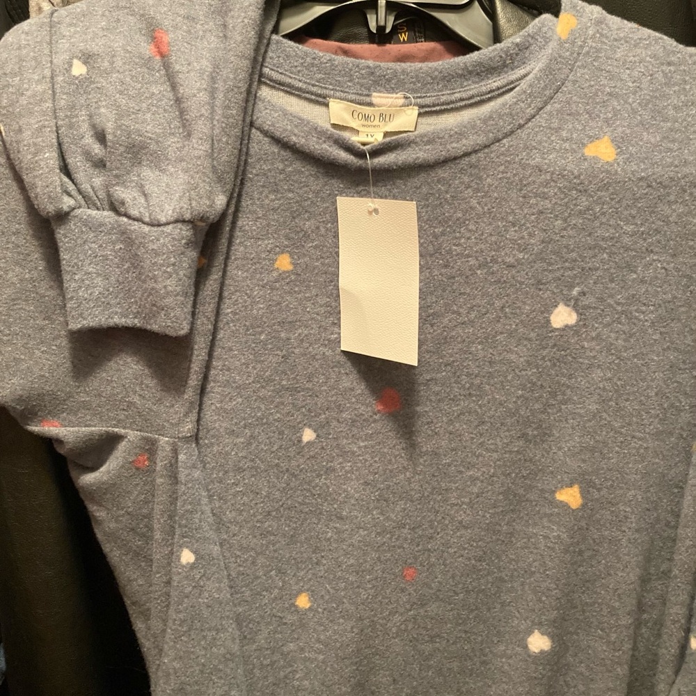 Como Blu Blue Sweater with Heart Accents